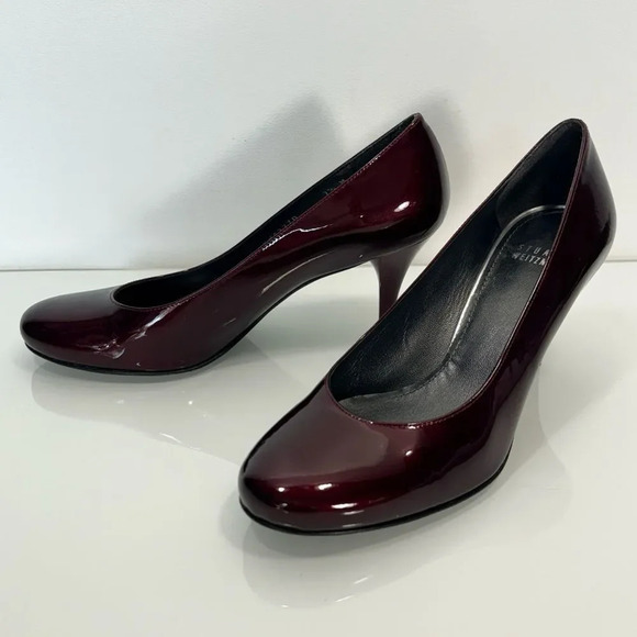 Stuart Weitzman Ruby Burgundy Dark Red Patent Leather Heels Size 7.5 - Picture 4 of 11